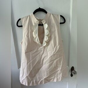 J. Crew pink sleeveless cotton blouse, silk neckline